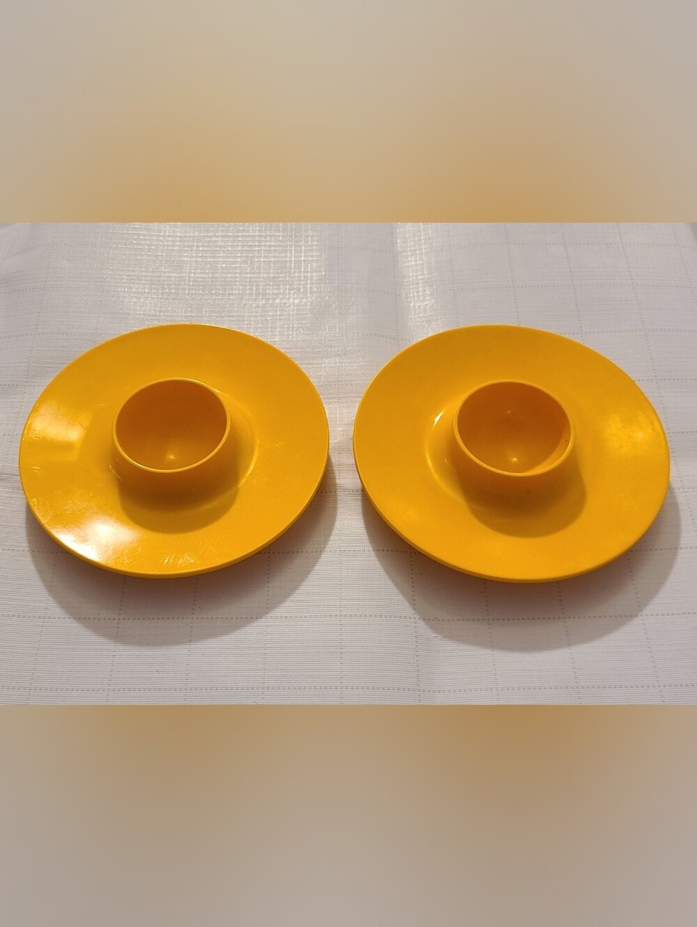 Rosti Mepal - Set of Two Vintage 1970's Yellow Egg Cups Holders
